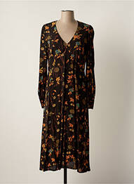 Robe longue manches longues manches longues noir IDANO femme