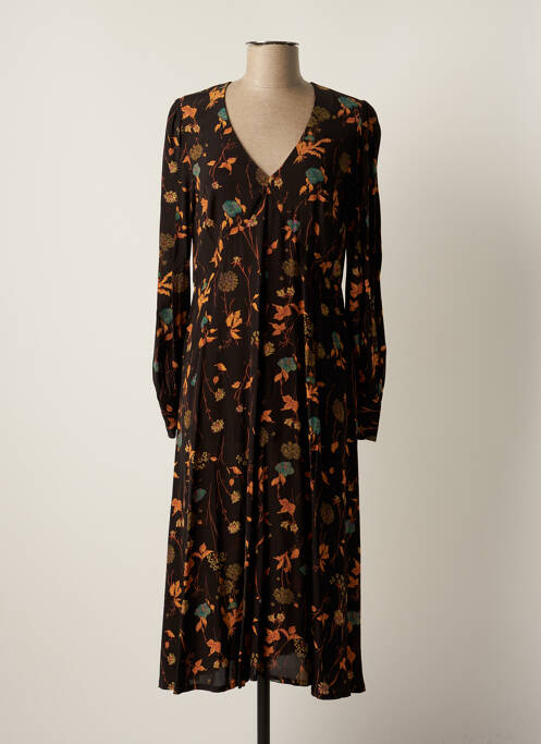 Robe longue manches longues manches longues noir IDANO femme
