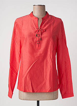 Blouse tissage popeline manches longues orange ONE STEP femme
