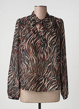 Blouse légère et transparente manches longues noir IKKS femme