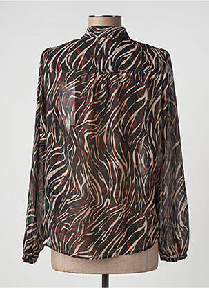 Blouse légère et transparente manches longues noir IKKS femme