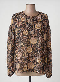 Blouse légère et transparente manches longues marron IKKS femme
