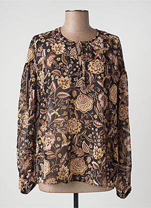 Blouse légère et transparente manches longues marron IKKS femme