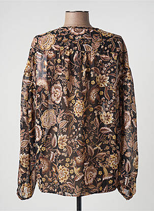 Blouse légère et transparente manches longues marron IKKS femme