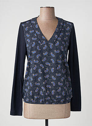Top col v manches longues bleu SANDWICH femme