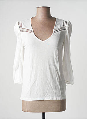 Top tissage jersey manches longues blanc IKKS femme