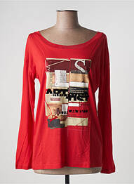Top tissage jersey manches longues rouge ONE STEP femme