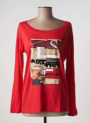 Top tissage jersey manches longues rouge ONE STEP femme