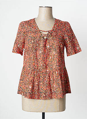 Blouse imprimé fantaisie manches courtes orange ONE STEP femme