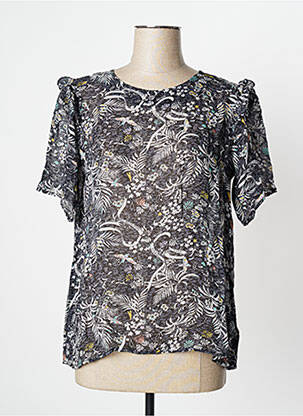 Blouse imprimé fleurs manches courtes gris IKKS femme