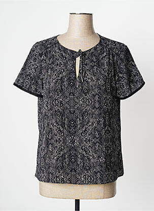 Blouse imprimé fantaisie manches courtes noir ONE STEP femme