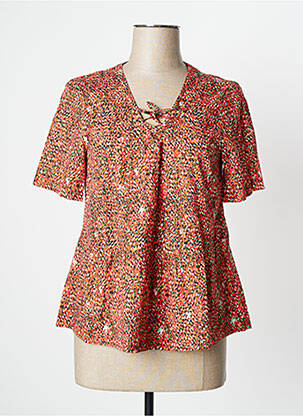 Blouse tissage popeline manches courtes orange ONE STEP femme