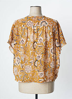 Blouse légère et transparente manches courtes jaune IKKS femme
