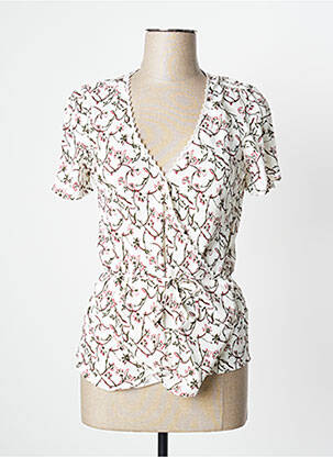 Blouse imprimé fleurs manches courtes blanc IKKS femme