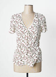 Blouse imprimé fleurs manches courtes blanc IKKS femme