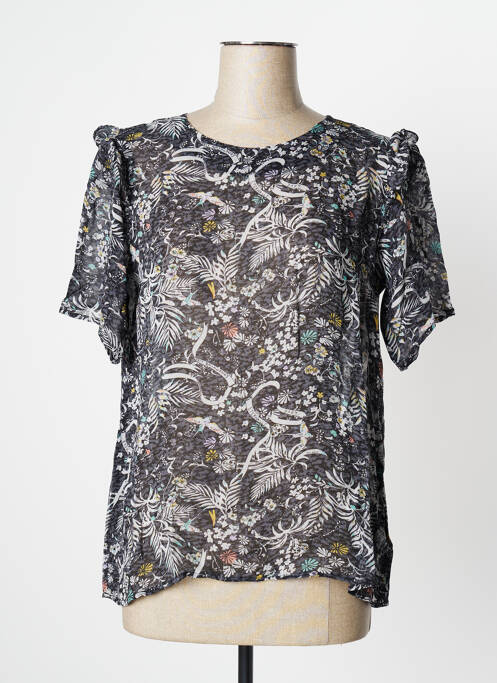 Blouse légère et transparente manches courtes gris IKKS femme