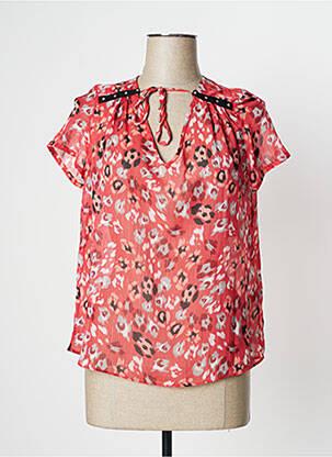 Blouse tissage crêpe manches courtes rouge IKKS femme