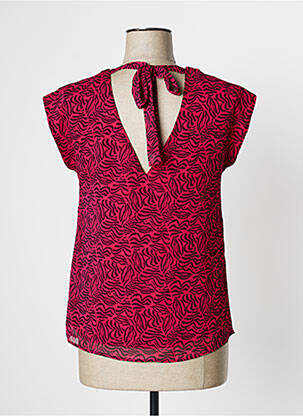 Blouse tissage crêpe manches courtes rose IKKS femme