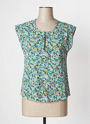 Top imprimé fantaisie manches courtes vert I.CODE (By IKKS) femme