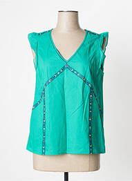 Top coupe fluide sans manche vert ONE STEP femme