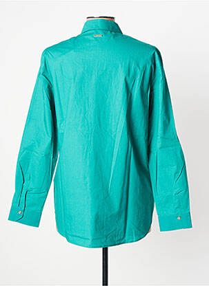 Chemisier tissage popeline manches longues vert ONE STEP femme