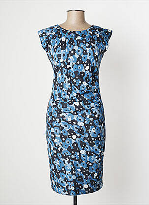 Robe mi-longue imprimé fleurs manches courtes bleu SANDWICH femme