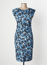 Robe mi-longue imprimé fleurs manches courtes bleu SANDWICH femme