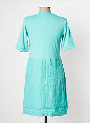 Robe mi-longue tissage crêpe manches courtes bleu SANDWICH femme