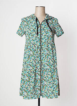 Robe courte coupe évasée manches courtes vert I.CODE (By IKKS) femme
