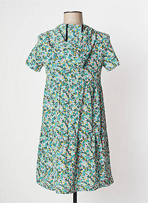Robe courte coupe évasée manches courtes vert I.CODE (By IKKS) femme