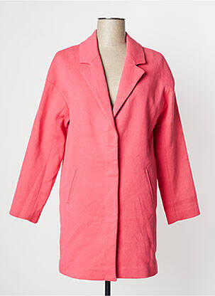 Manteau long fermeture pressionnée sans capuche rose IKKS femme