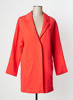 Manteau long coupe cintrée sans capuche rouge IKKS femme