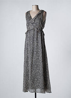 Robe longue imprimé fantaisie sans manche noir IKKS femme