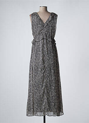 Robe longue imprimé fantaisie sans manche noir IKKS femme