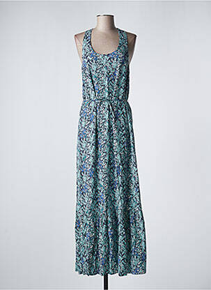 Robe longue tissage popeline fines bretelles bleu IKKS femme