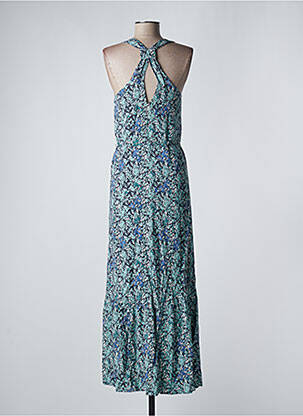 Robe longue tissage popeline fines bretelles bleu IKKS femme