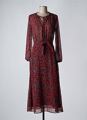 Robe longue manches longues manches longues rouge IKKS femme