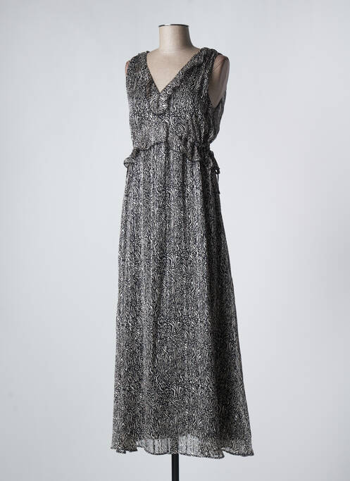 Robe longue imprimé fantaisie sans manche noir IKKS femme