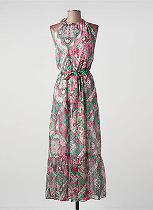 Robe longue imprimé fantaisie sans manche rose IKKS femme