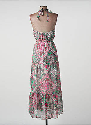 Robe longue imprimé fantaisie sans manche rose IKKS femme
