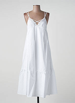 Robe mi-longue coupe fluide sans manche blanc IKKS femme