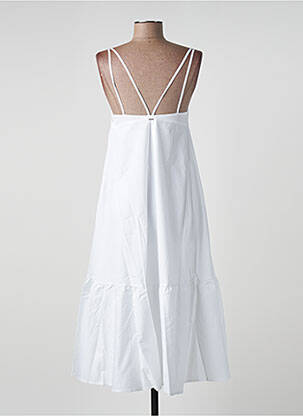 Robe mi-longue coupe fluide sans manche blanc IKKS femme