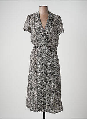 Robe mi-longue coupe fluide manches courtes noir I.CODE (By IKKS) femme