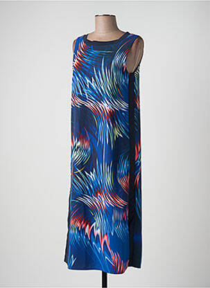 Robe mi-longue imprimé fantaisie sans manche bleu ONE STEP femme