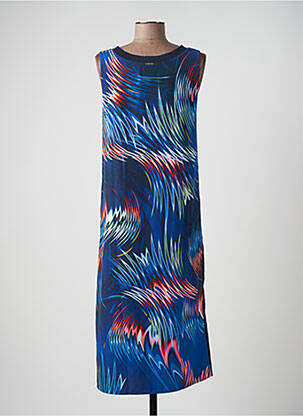 Robe mi-longue imprimé fantaisie sans manche bleu ONE STEP femme
