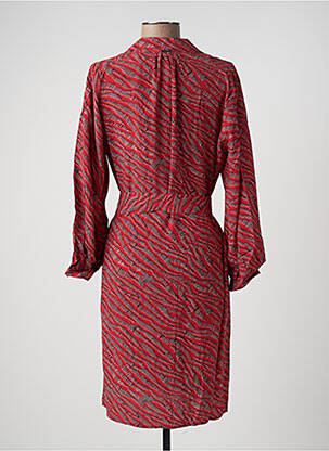 Robe mi-longue imprimé fantaisie manches longues rouge ONE STEP femme
