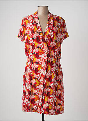 Robe mi-longue imprimé fantaisie manches courtes rouge I.CODE (By IKKS) femme