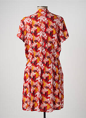 Robe mi-longue imprimé fantaisie manches courtes rouge I.CODE (By IKKS) femme