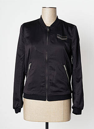 Blouson finition bords-côtes noir IKKS femme