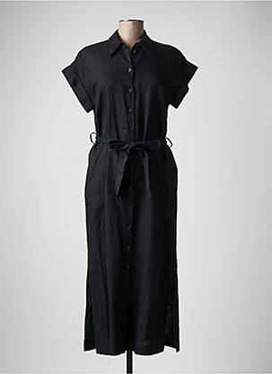 Robe longue tissage popeline manches courtes noir MARC AUREL femme